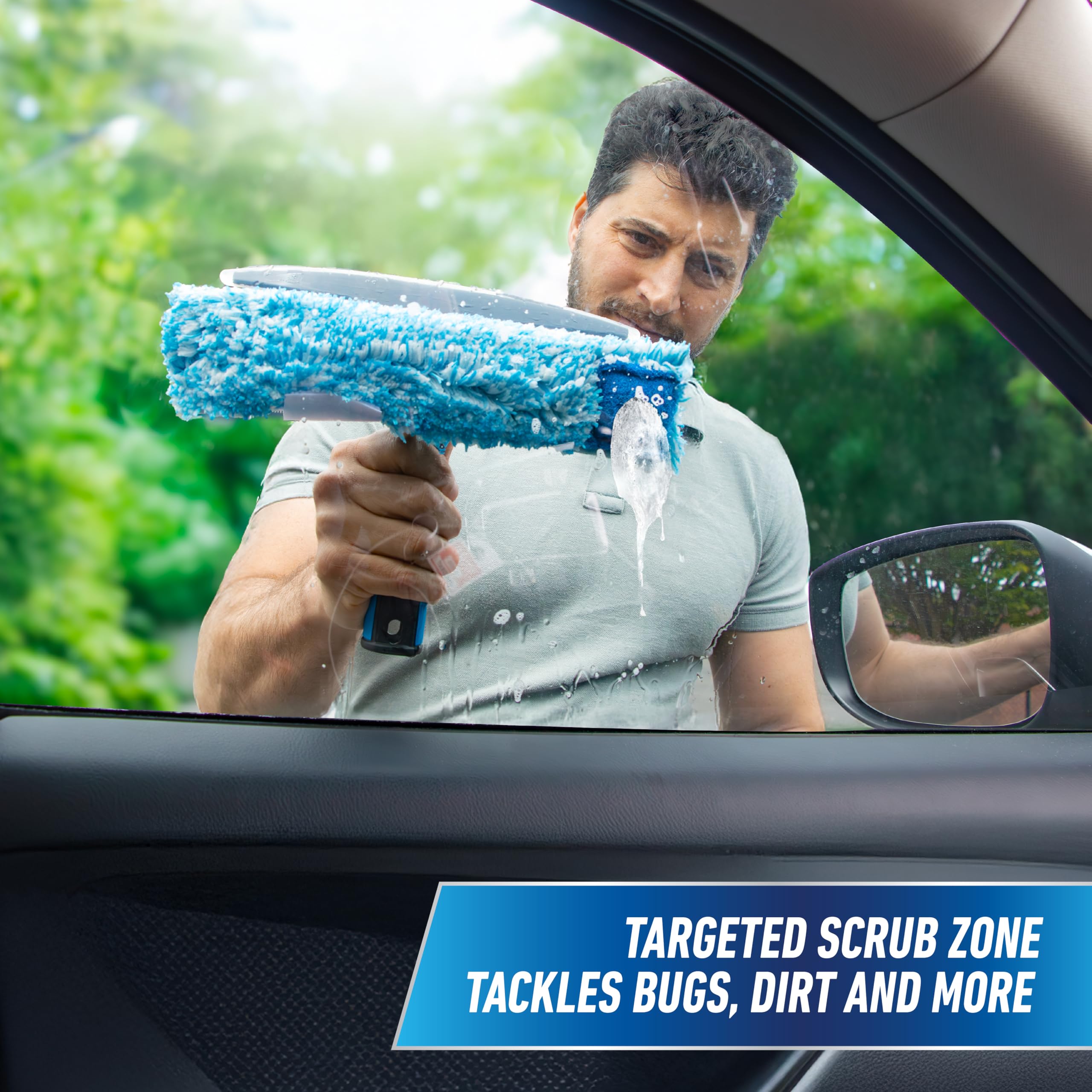 Unger 10" Curved Silicone Auto Squeegee with 3' Telescopic Pole, Flexible Blade for Window Curves, Windshield Cleaner Tool, Non-Scratch Microfiber Sleeve for Streak-Free Results, Machine Washable - Image 4