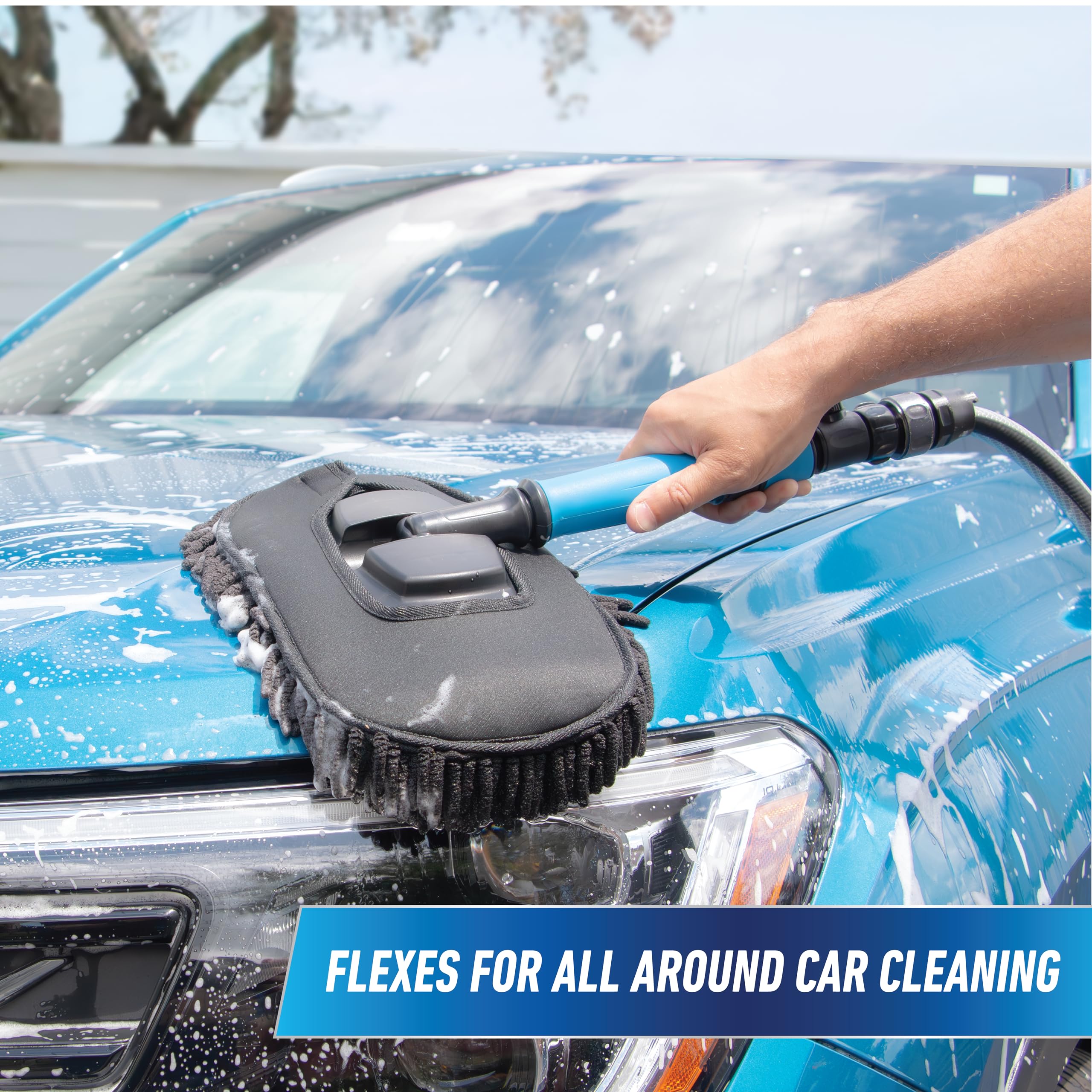 Unger 12.5” Hydropower Wash Mitt with Adjustable On/Off Water Control Valve for Car and Auto Cleaning, Absorbent Non-Scratch Microfiber Sleeve, Machine Washable, Compatible with Hose or Pole - Image 11