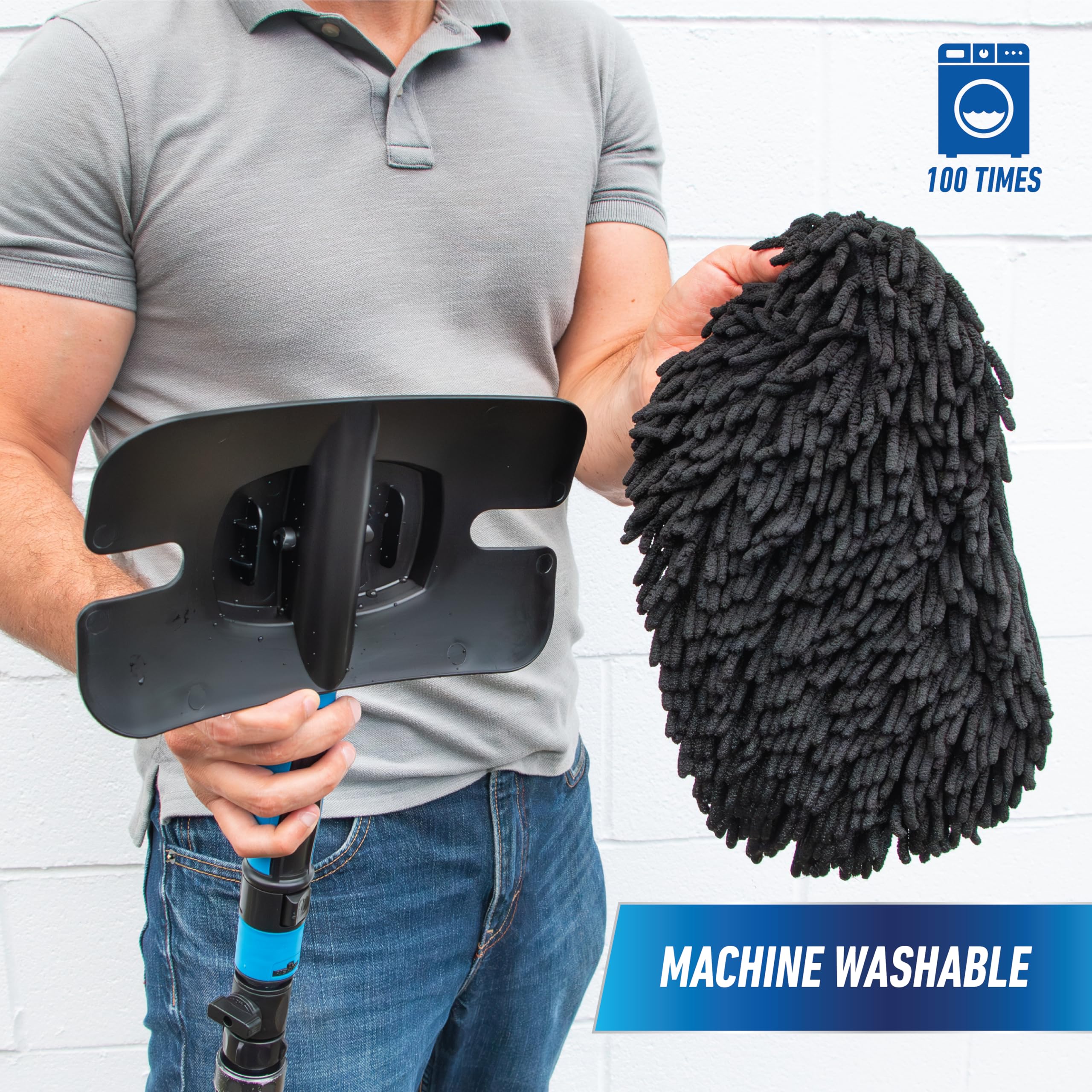 Unger 12.5” Hydropower Wash Mitt with Adjustable On/Off Water Control Valve for Car and Auto Cleaning, Absorbent Non-Scratch Microfiber Sleeve, Machine Washable, Compatible with Hose or Pole - Image 13