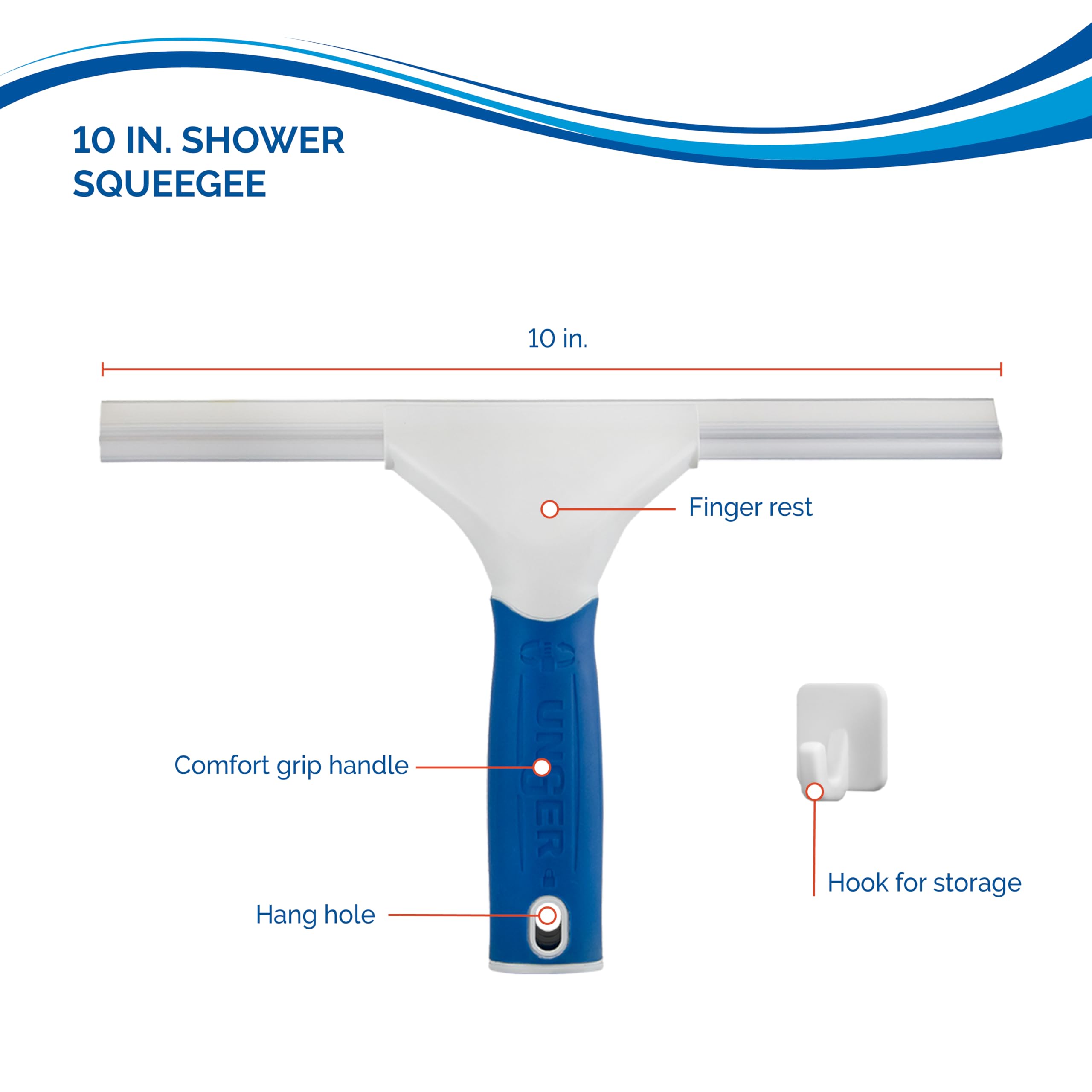 Unger - 978800 Shower Squeegee, 10" white - Image 3