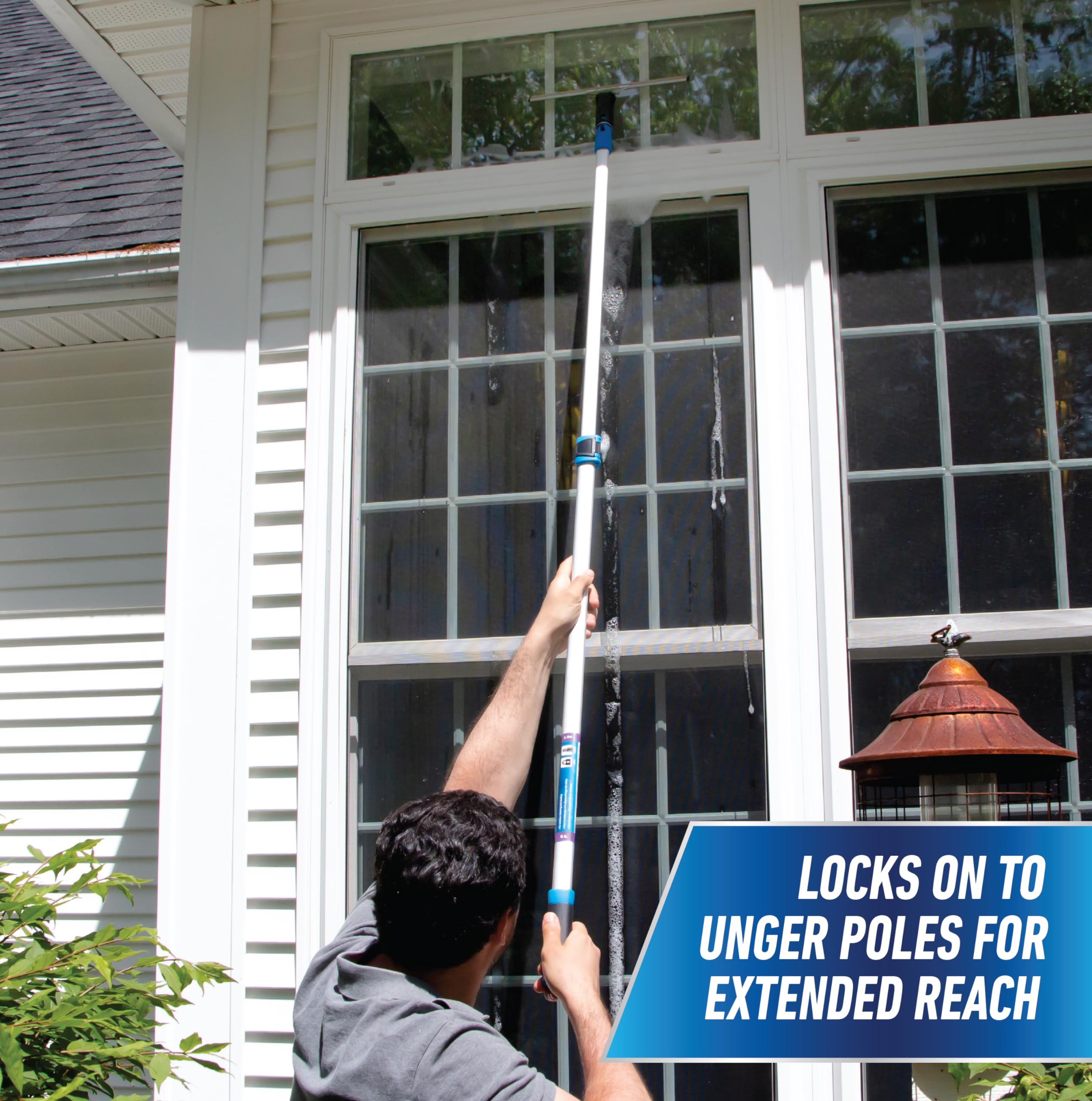 Unger Connect and Clean 16” Performance Window and Glass Cleaning Squeegee with Replacement Rubber, Cleaning Supplies, Heavy Duty Household Cleaner Tools with Streak-Free Results - Image 4