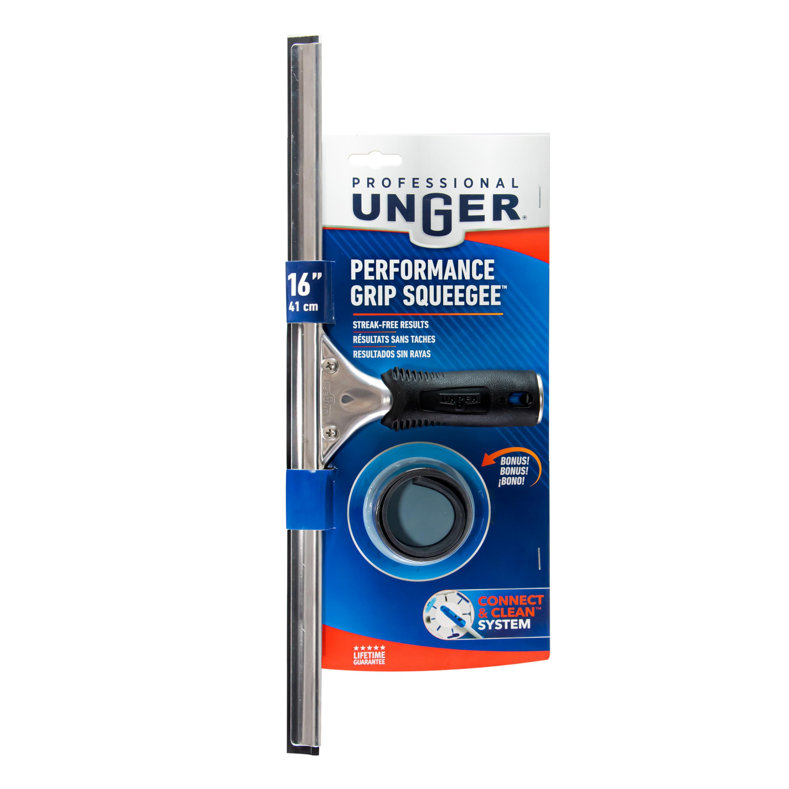 Unger Connect and Clean 16” Performance Window and Glass Cleaning Squeegee with Replacement Rubber, Cleaning Supplies, Heavy Duty Household Cleaner Tools with Streak-Free Results - Image 8