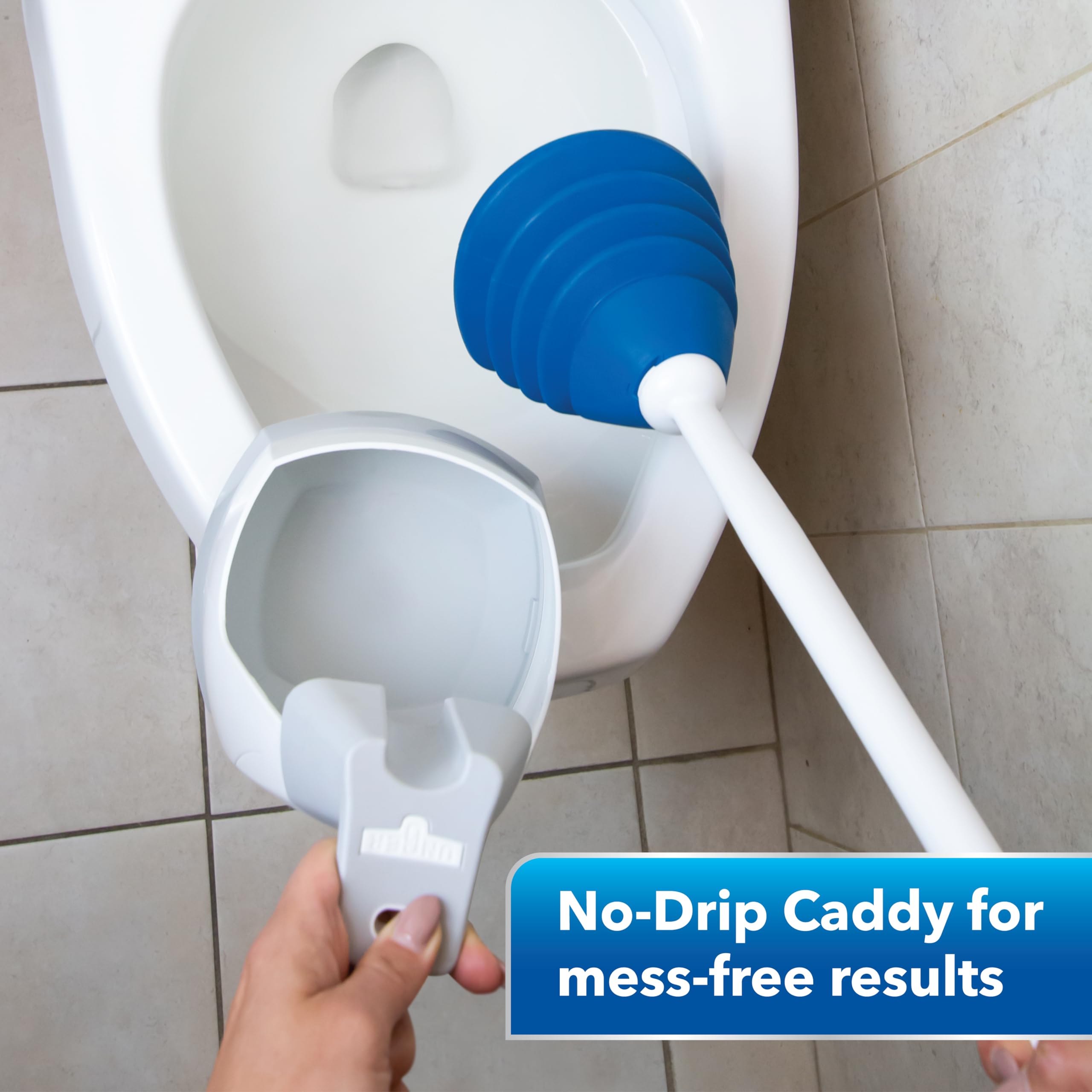 Unger EZ No-Drip Combo Toilet Brush and Plunger Set with Carrying Caddy, Cleaning Tools for Home and Business Bathroom, Discreet Scrubber Accessories Set for Tough Stains and Tight Suction - Image 3