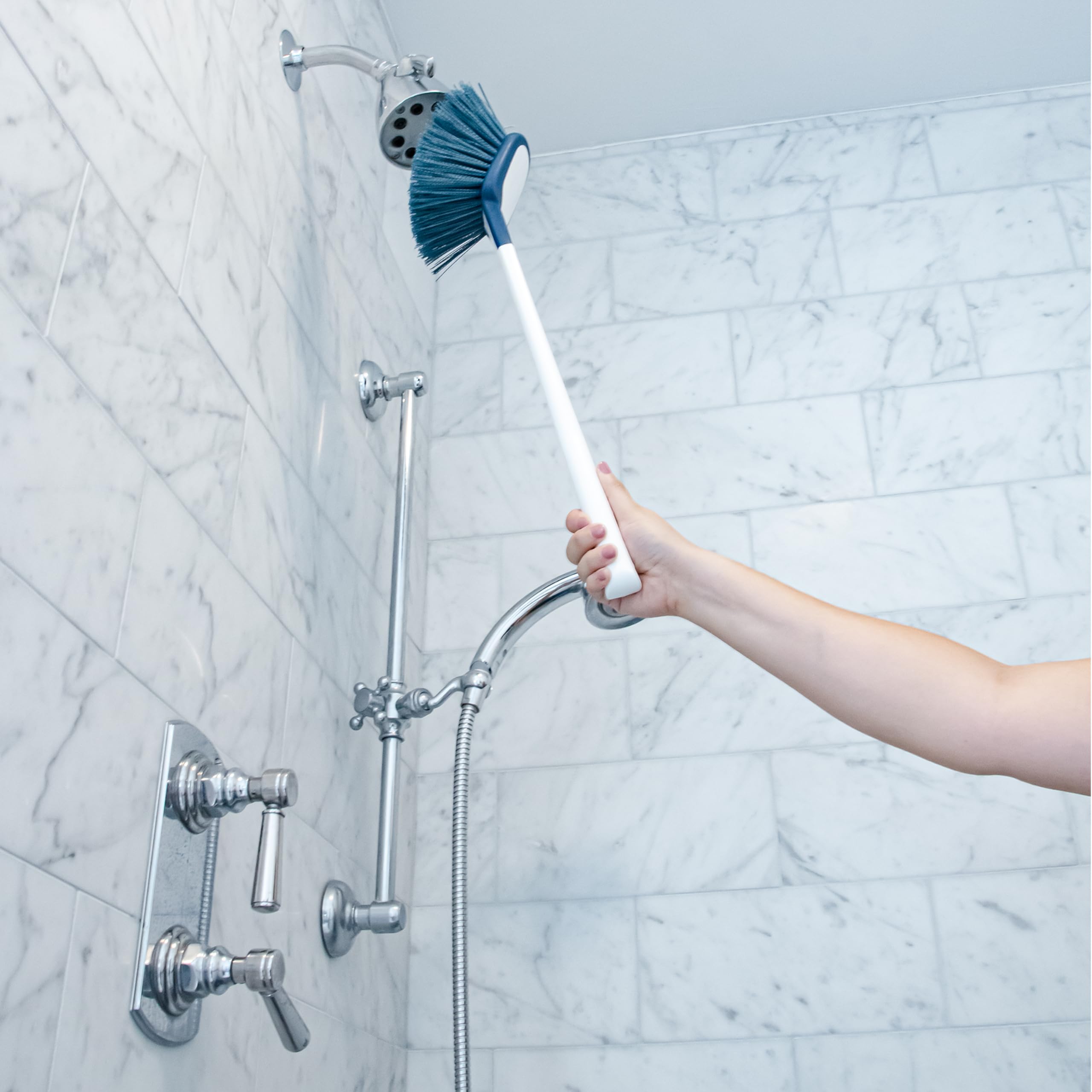 Unger EZ Reach Shower Tub and Tile Scrub Brush, Crevice Bathroom Cleaning Supplies, Non-Scratch Scrubber Tool for Showers, Fixtures, Bathtubs, Drains, Grout, and Marble - Image 4