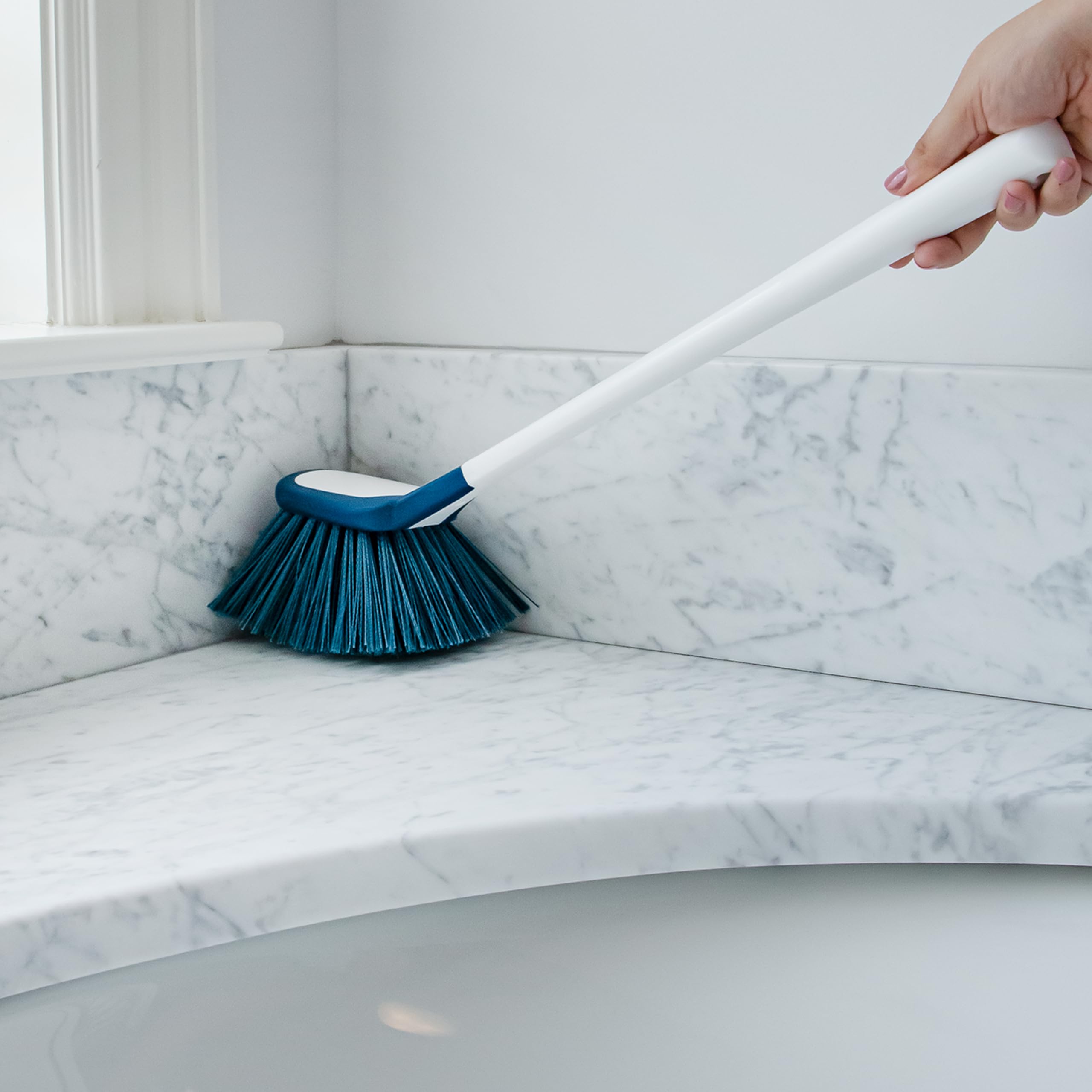 Unger EZ Reach Shower Tub and Tile Scrub Brush, Crevice Bathroom Cleaning Supplies, Non-Scratch Scrubber Tool for Showers, Fixtures, Bathtubs, Drains, Grout, and Marble - Image 5