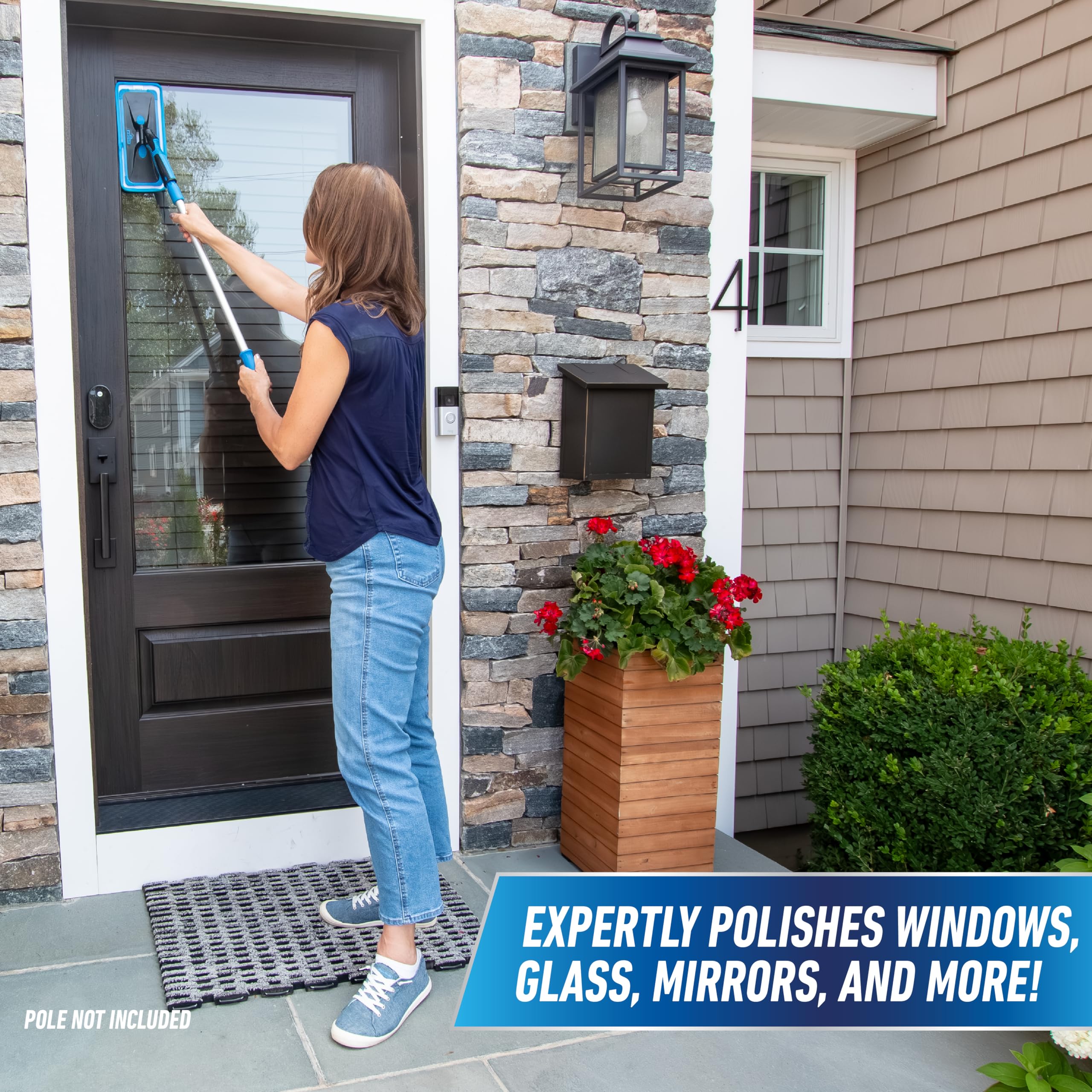 Unger ProClean Connect and Clean Indoor Window Cleaning Kit, Washing Tool with Swivel Head for Tight Corners and Edges, Streak-Free Results on Glass and Mirrors, Reusable Microfiber Pads - Image 7