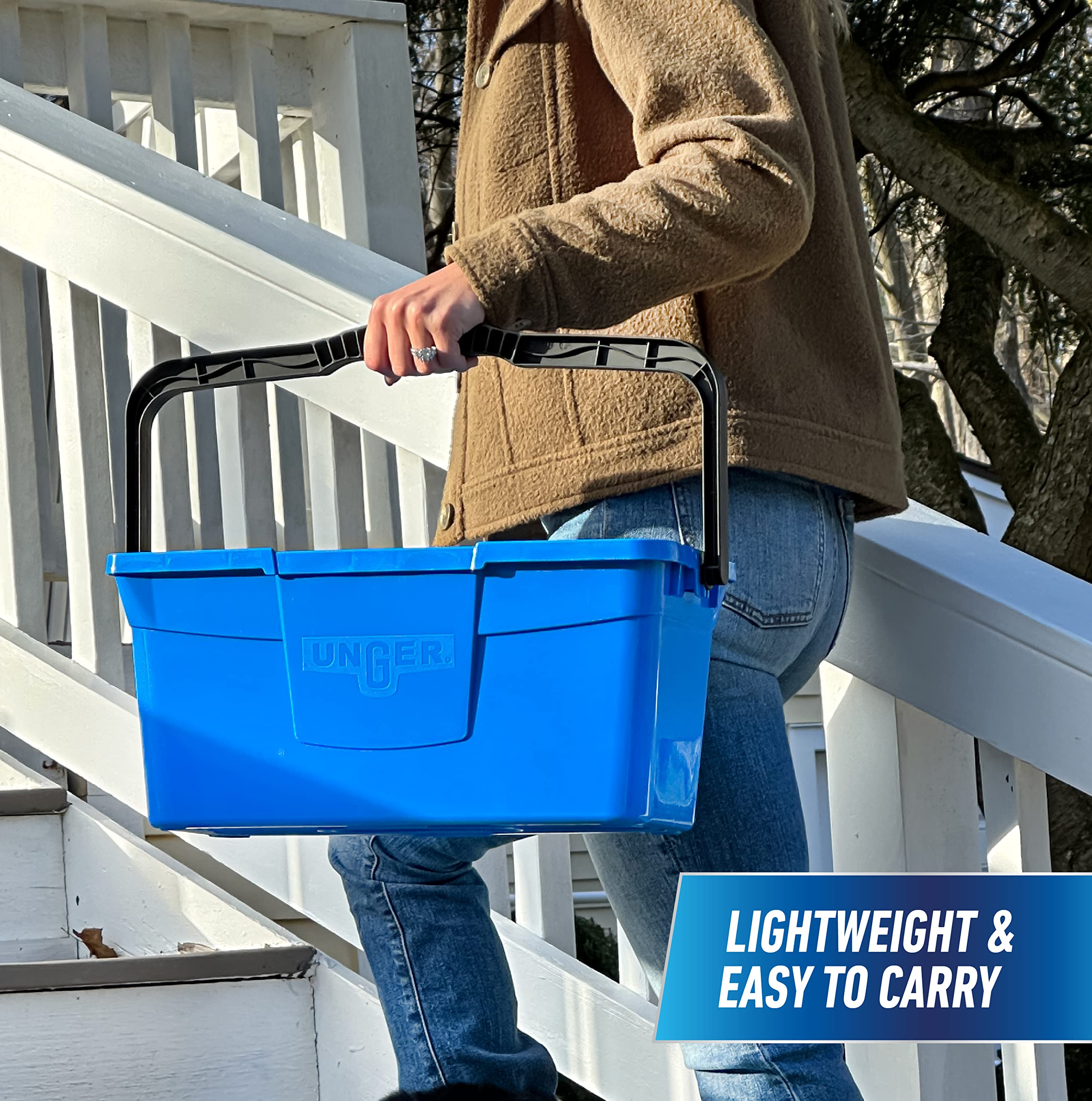 Unger Professional 3 Gallon Bucket – Compact Cleaning Bucket, Comfort-Grip Handle, 2 Pour Spouts, Portable Cleaning Supplies, Plastic Mop Bucket for Floor, Window & Household Cleaning - Image 5