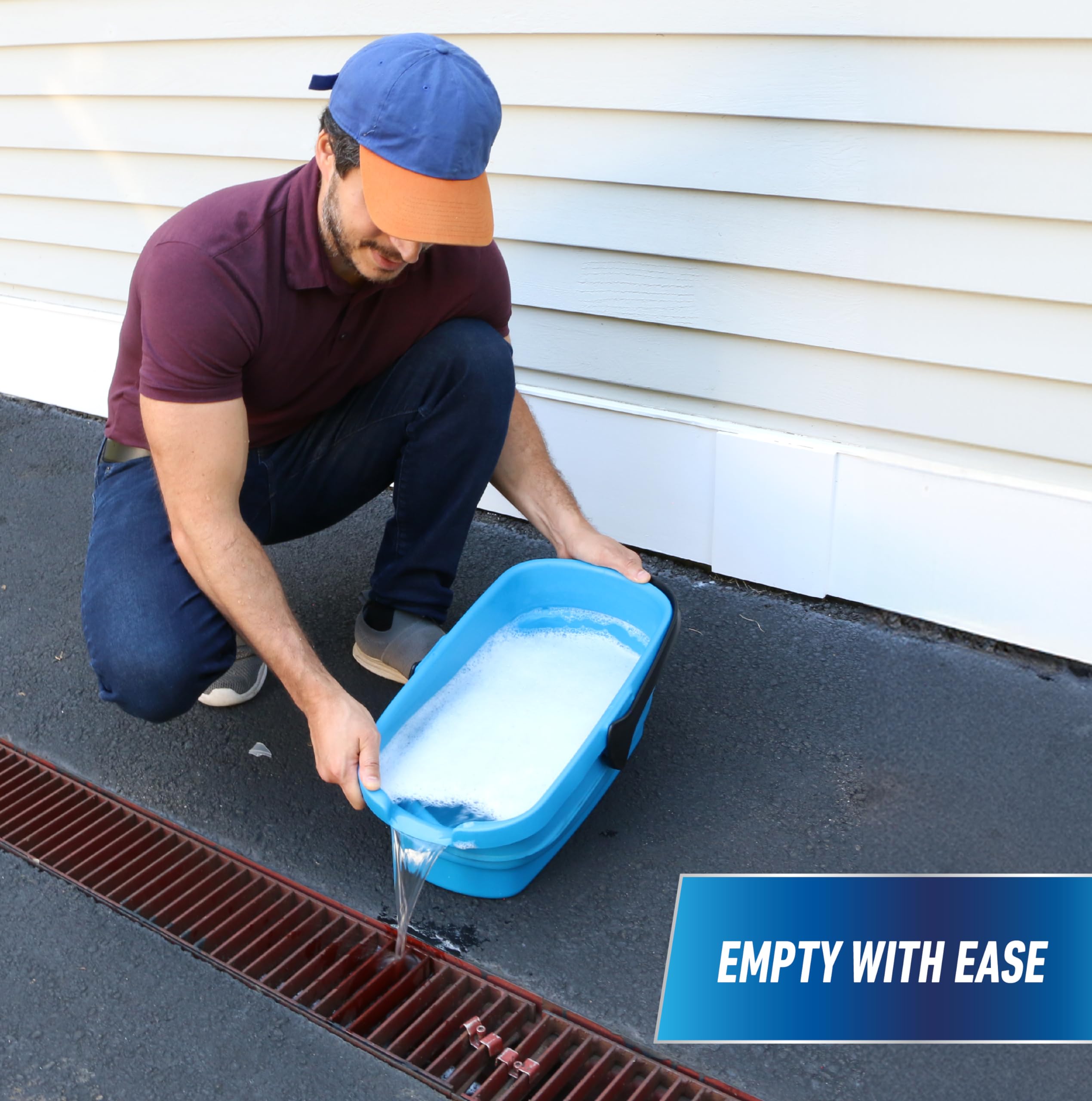 Unger Professional 3-Gallon Collapsible Bucket, Portable Household Cleaning Supplies, Small Washing Buckets with Handles, Essential Water Container and Storage Organizer Tool - Image 3