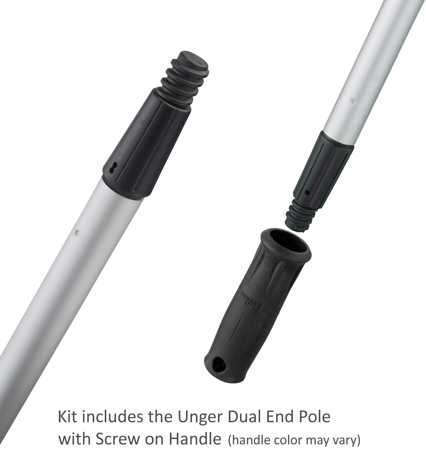 Unger Professional AquaDozer Max Kit, 36” Smooth Surface Curved Floor Squeegee and 48” Dual End Pole, Rubber Blade Scrubber and Broom for Concrete, Asphalt, and Tough Cleaning Jobs - Image 6