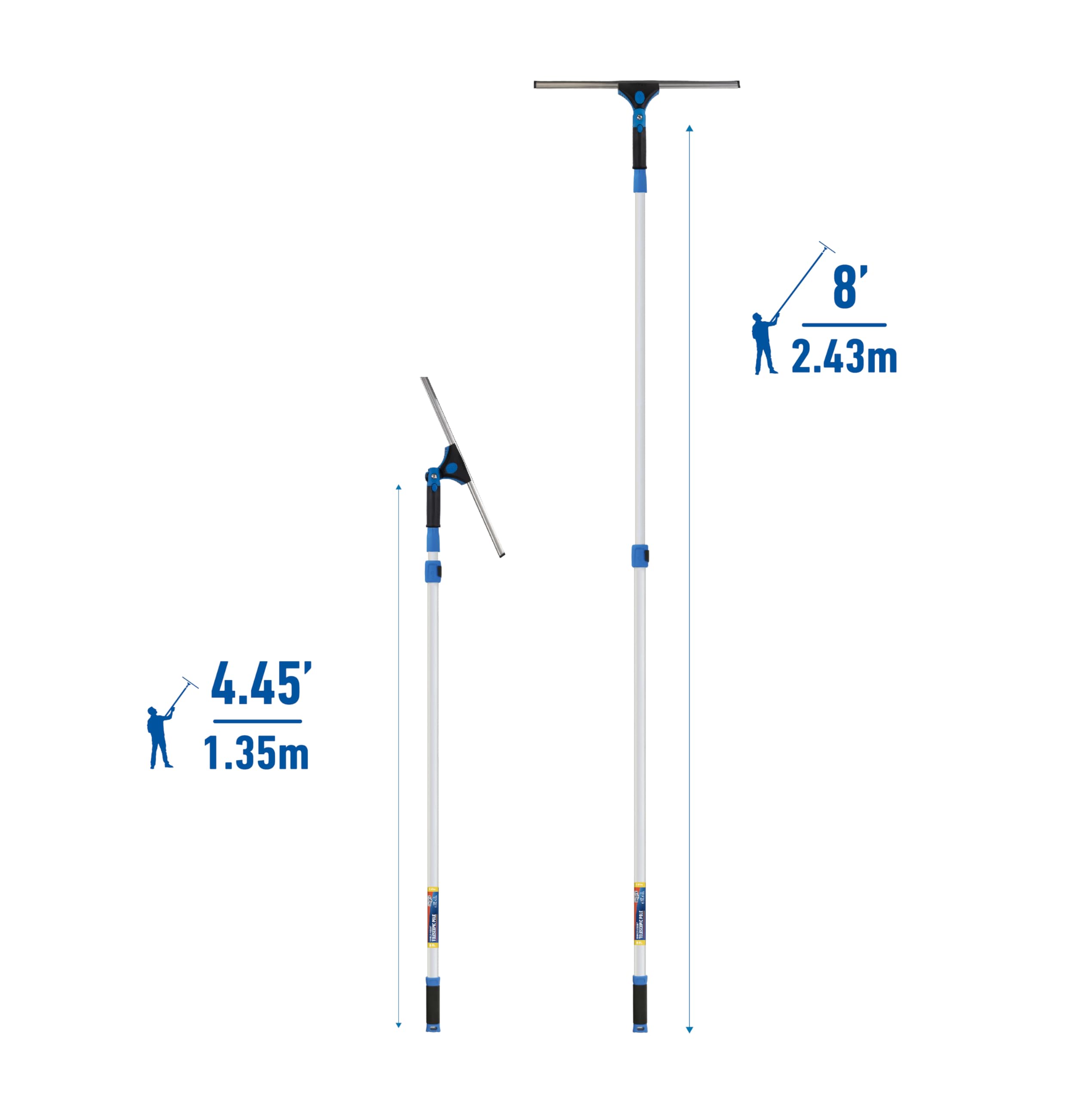 Unger Professional Connect and Clean 18” Grip Swivel Window, Glass Squeegee, and 8’ Pole, 180-Degree Pivoting Handle with Lock, Cleaning Supplies for Streak-Free Results - Image 3