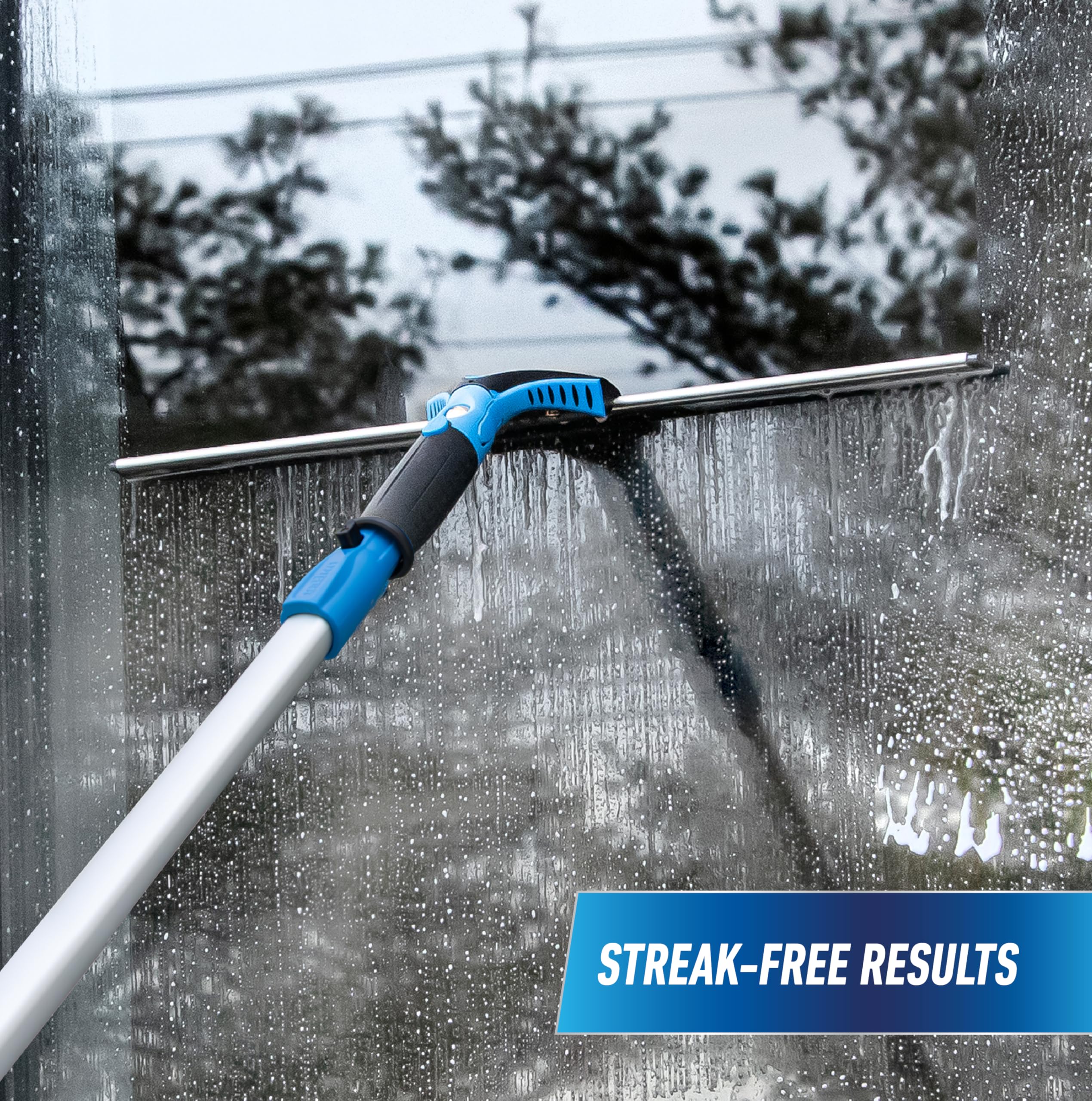 Unger Professional Connect and Clean 18” Grip Swivel Window, Glass Squeegee, and 8’ Pole, 180-Degree Pivoting Handle with Lock, Cleaning Supplies for Streak-Free Results - Image 4