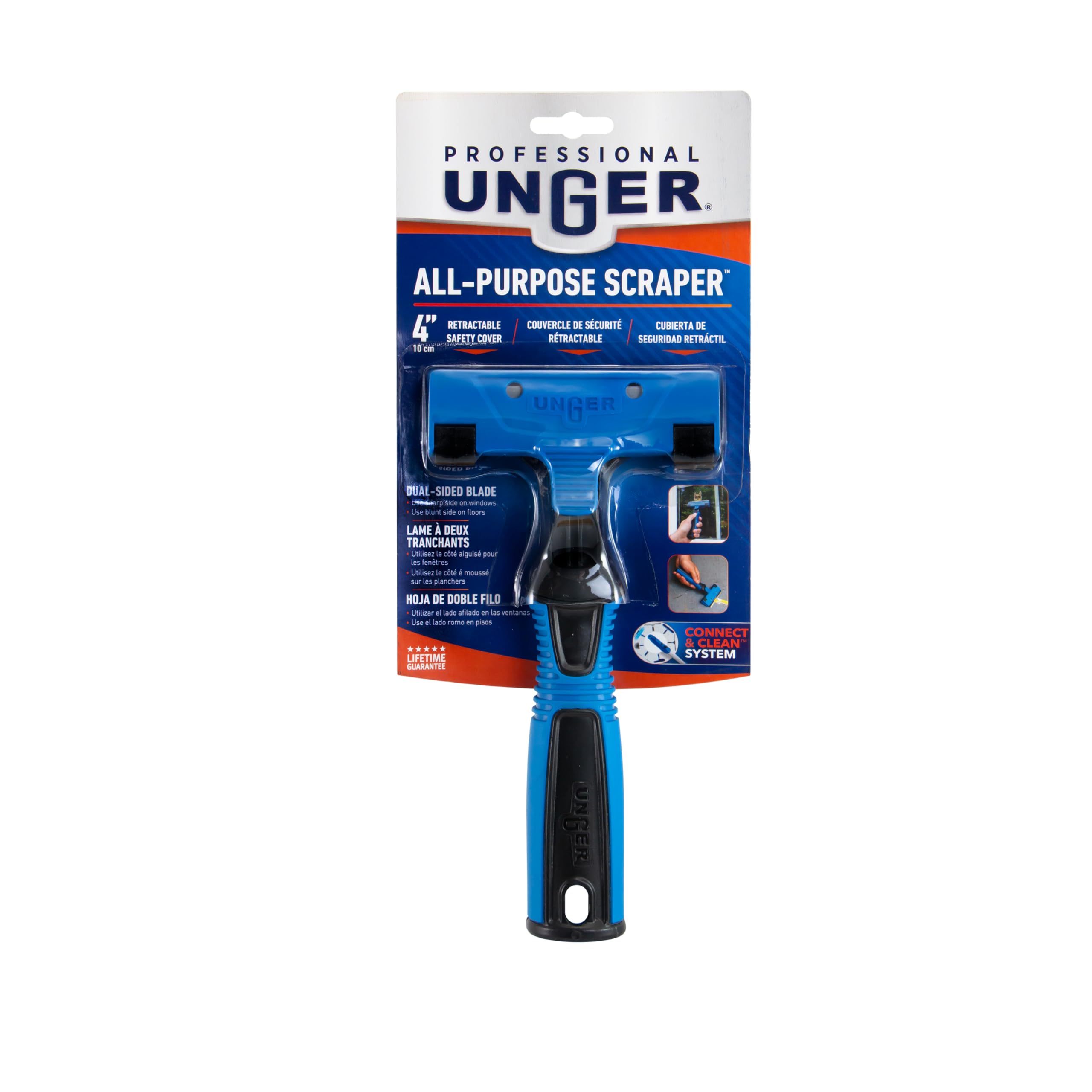 Unger Professional Connect and Clean 4" All-Purpose Scraper, Window, Glass, and Floor Scraping Tool Supplies, Adhesive Removal, Gum, Stickers, Paint Removal, Dual-Sided Blade - Image 9