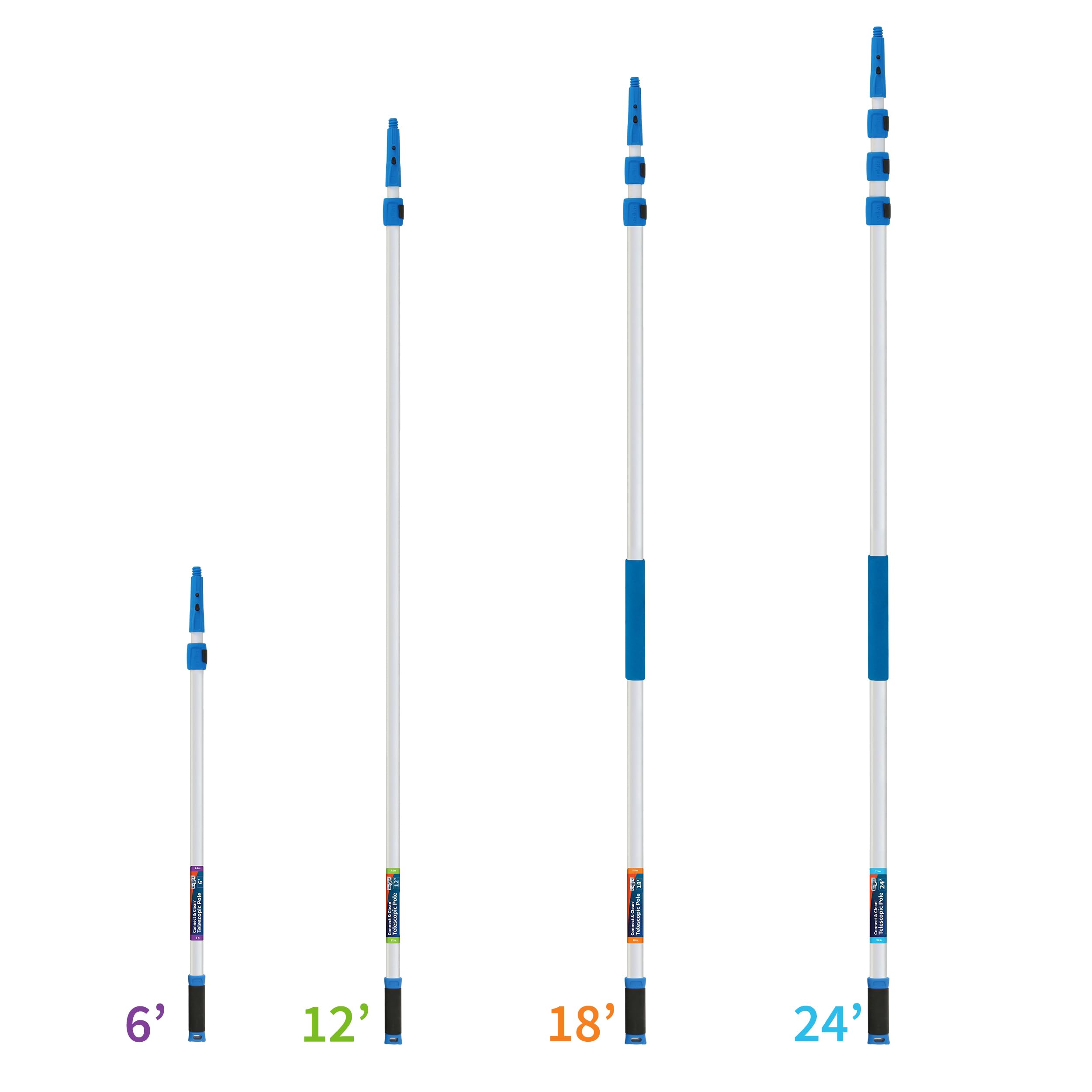 Unger Professional Connect & Clean 3’-6’ Aluminum Telescopic Extension Pole with Locking Cone & Quick-Flip Clamp – Compatible with Cleaning Tool Attachments, Window Cleaning & Dusting Tool - Image 11