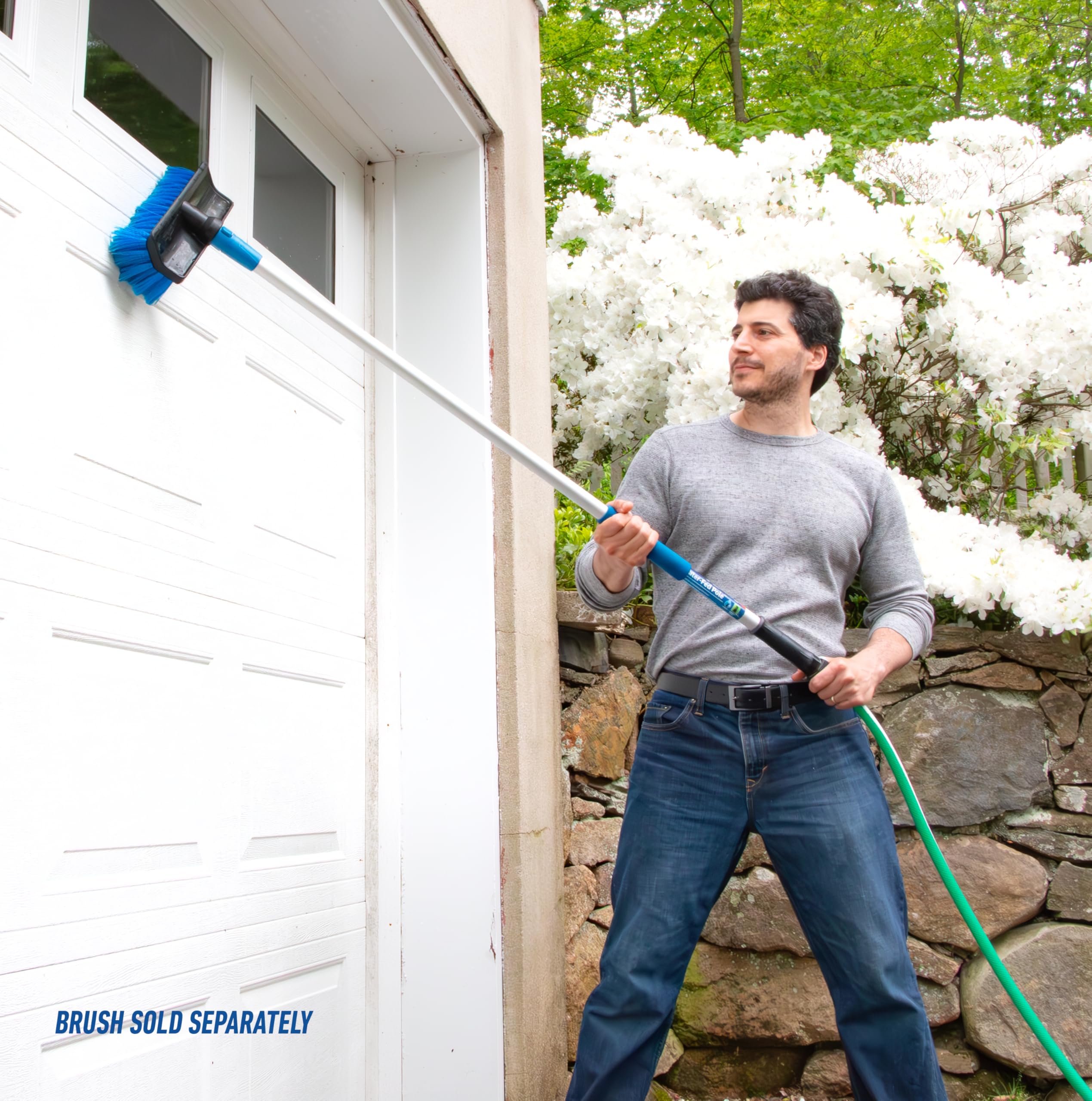 Unger Professional Lock-On 48” Water Flow HydroPower Extension Pole, Compatible with Water-Flow Brushes, Cleaning Supplies, Use with Scrubber or Brush - Image 3