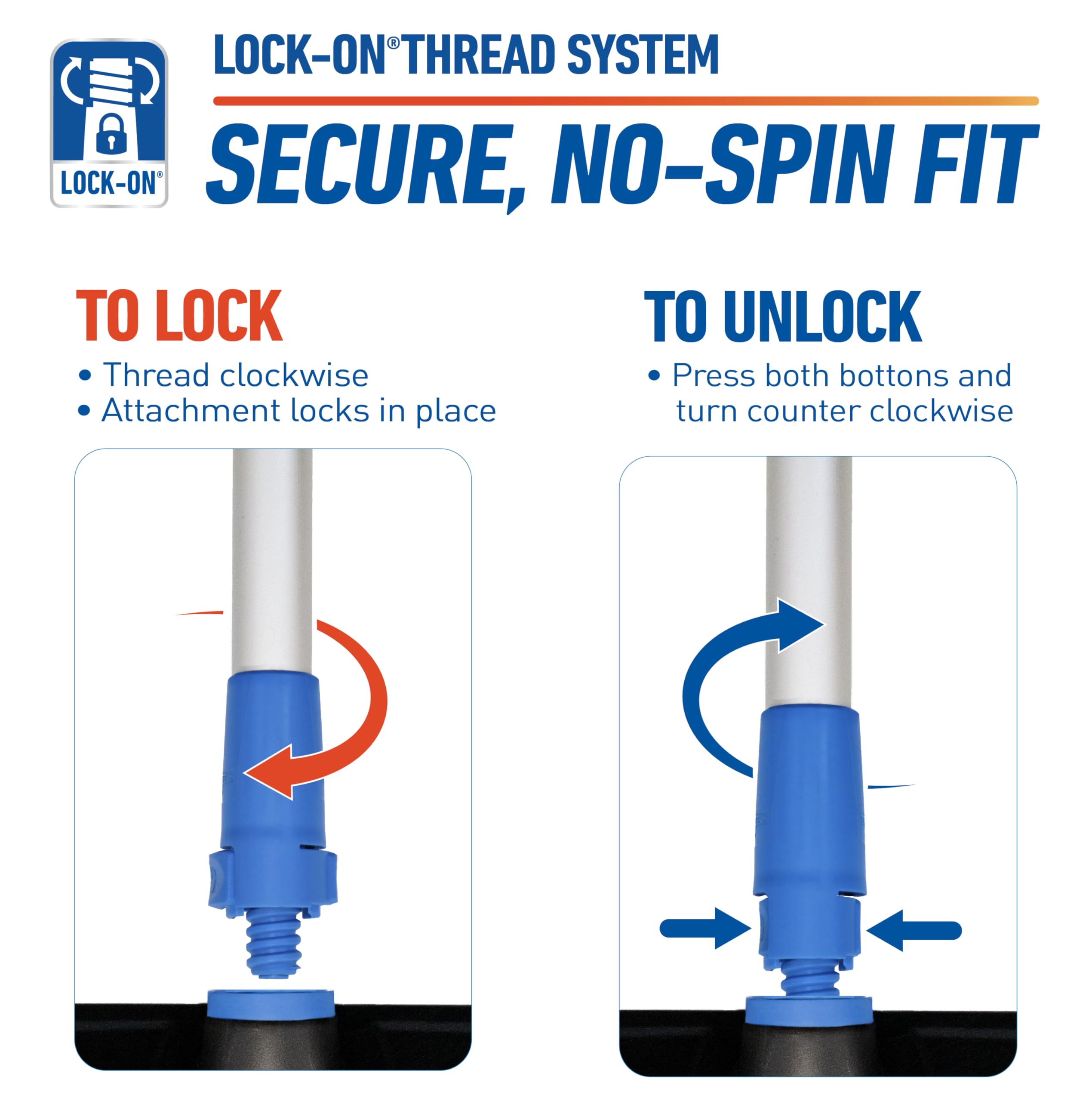 Unger Professional Lock-On 48” Water Flow HydroPower Extension Pole, Compatible with Water-Flow Brushes, Cleaning Supplies, Use with Scrubber or Brush - Image 8