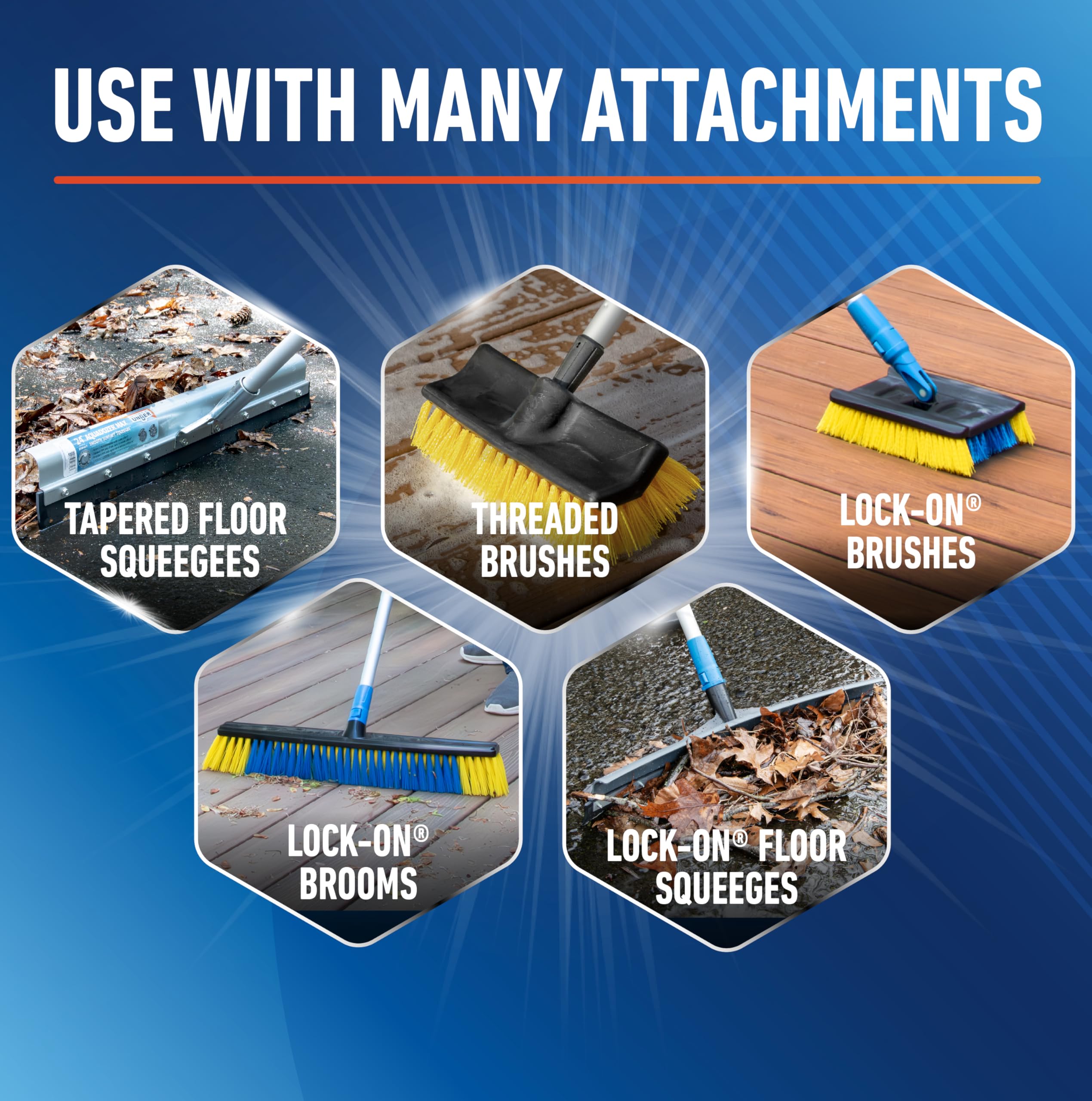 Unger Professional Lock-On 60” Dual-End Aluminum Handle Pole – Compatible with Unger Lock-On Poles & Standard Thread Cleaning Supplies, Use with Floor Squeegees, Brooms, Brush Heads - Image 8