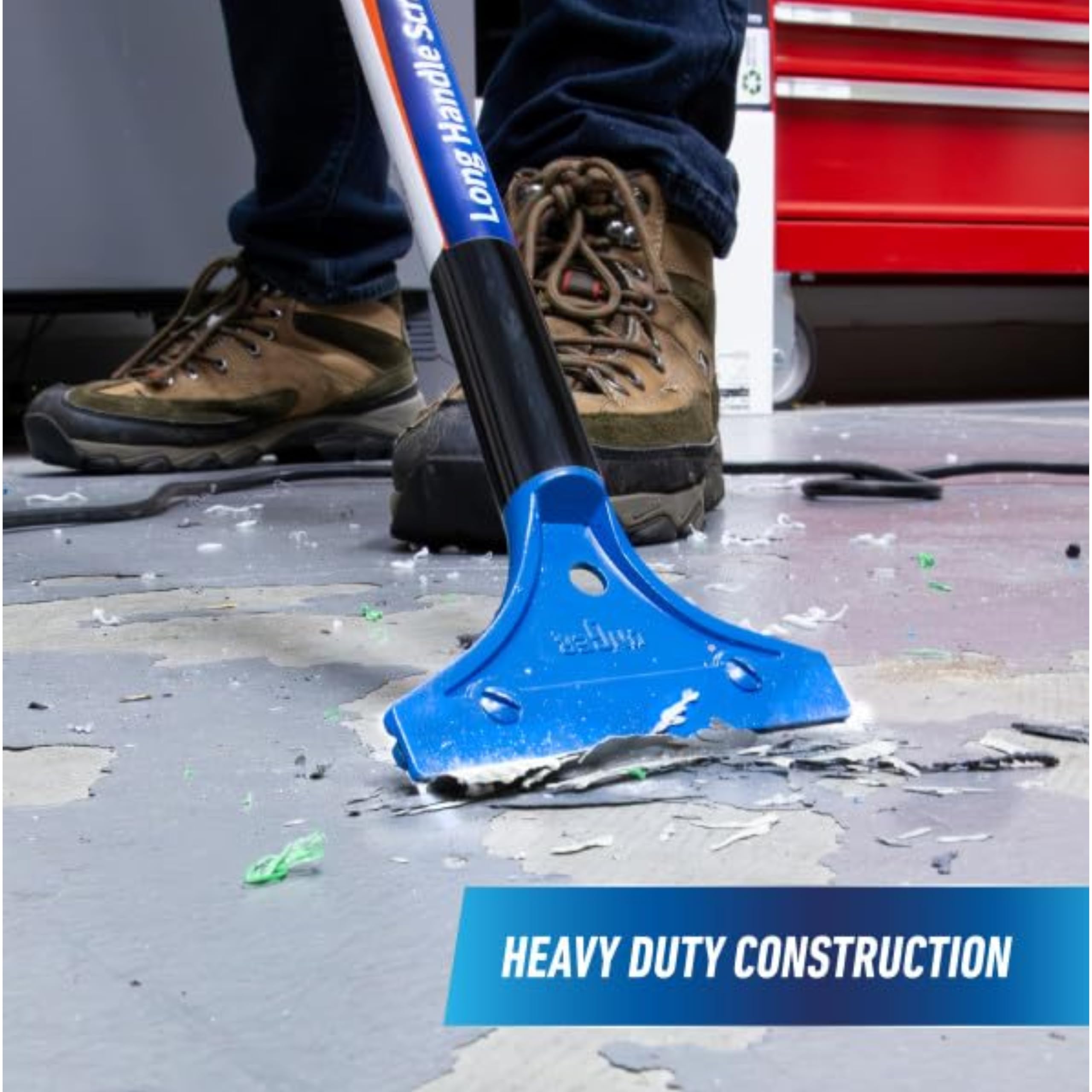 Unger Professional Long Handle Floor Scraper Tool with 4ft (48”) Handle, Reversible Blade Tool for Cleaning Concrete, Linoleum Flooring, Vinyl, Tile, High-Gloss, Marble - Image 4