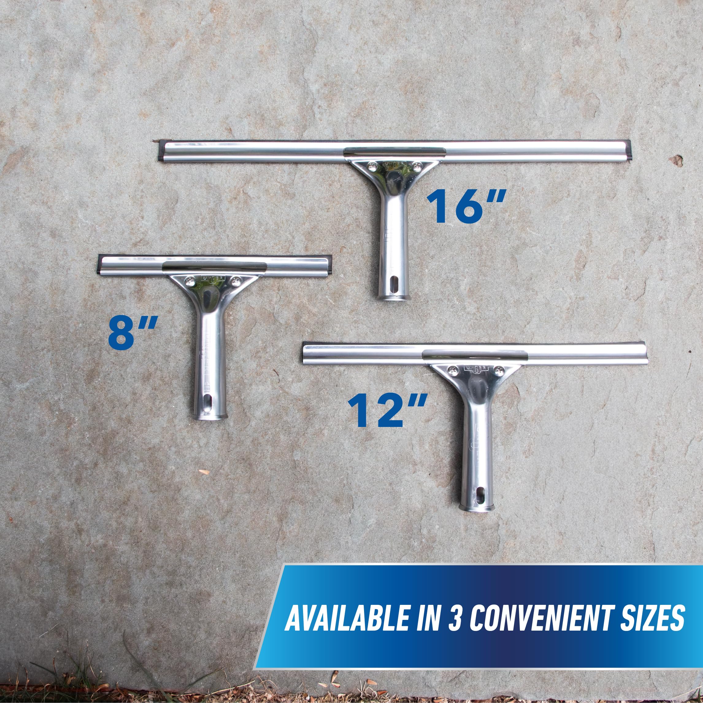 Unger Professional Stainless Steel Heavy-Duty Squeegee, 12", Silver - Image 9