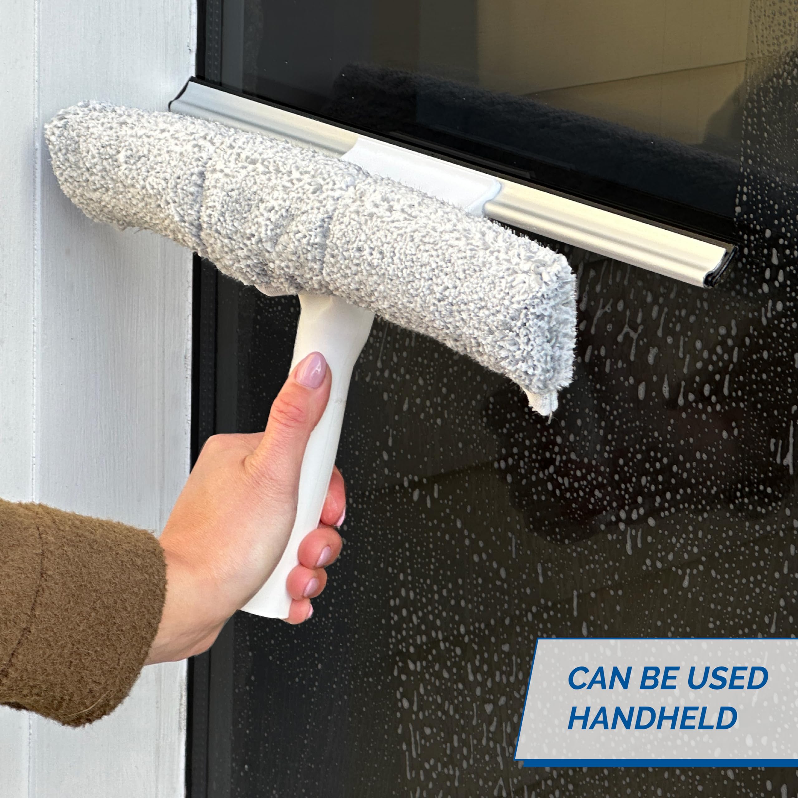 Unger 12” Outdoor Window Scrubber and Squeegee Kit with 5’ Telescopic Pole for High Access, Cleaning Supplies for Mirrors and Glass Surfaces, Machine Washable Sleeve - Image 4