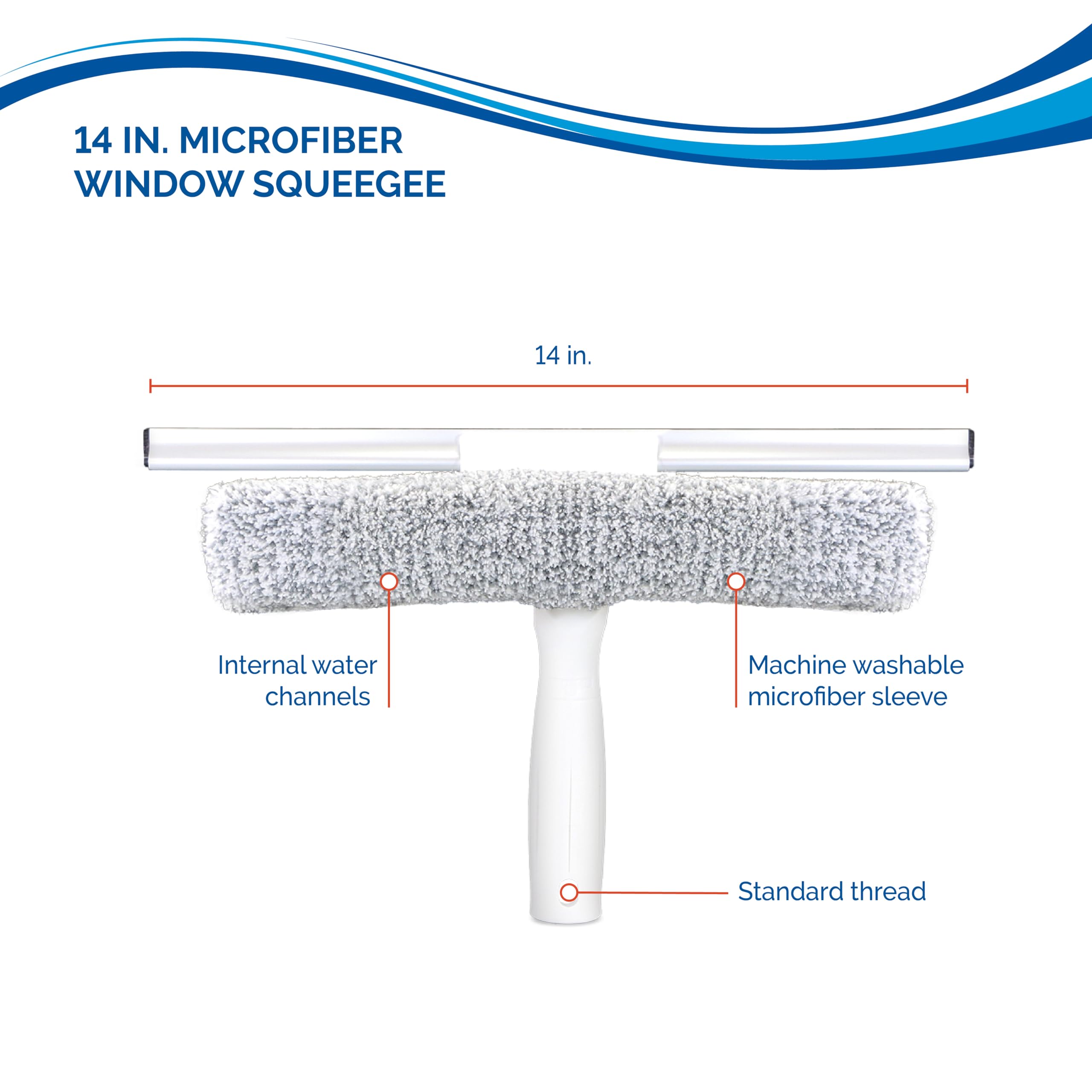 Unger 12” Outdoor Window Scrubber and Squeegee Kit with 5’ Telescopic Pole for High Access, Cleaning Supplies for Mirrors and Glass Surfaces, Machine Washable Sleeve - Image 5